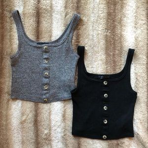 2 Ribbed Crop Buttoned Tanks